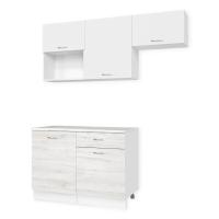 Кухонный гарнитур Темпо №3 Белый/Сосна Лофт/Белый жемчуг/Олива (без мойки) 1,2 м