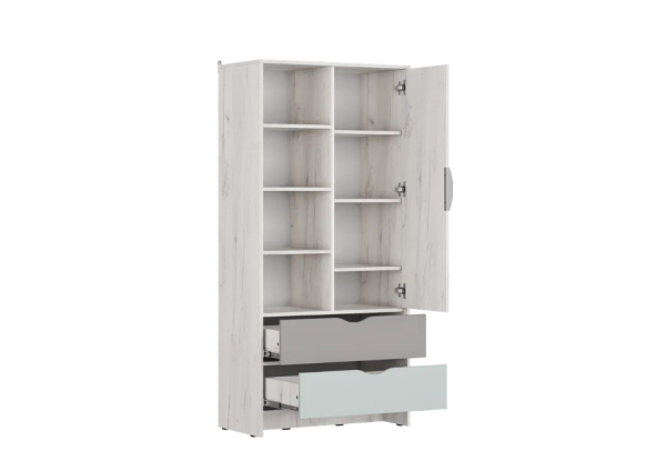 МИКС Стеллаж С-21  Кэмпион/Калатея/ корпус Дуб Крафт Белый