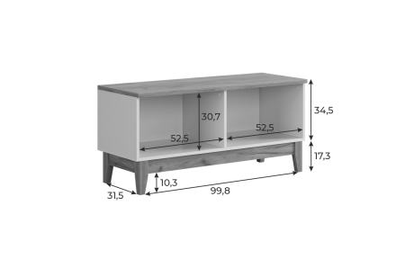 Тумба  Хюгге белое дерево/дуб крафт золотой/белый матовый