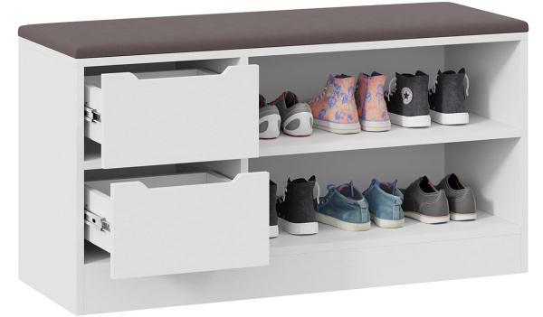 Тумба для обуви Тип 13 белый ясень / велюр серый