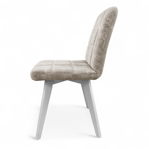 Стул Авиньон (квадрат), велюр Холли 02 Бежевый+каркас стандарт массив дерево(белый) 