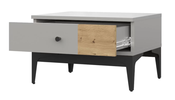 НОРДИК тумба прикроватная Холодный серый/Дуб Артизан