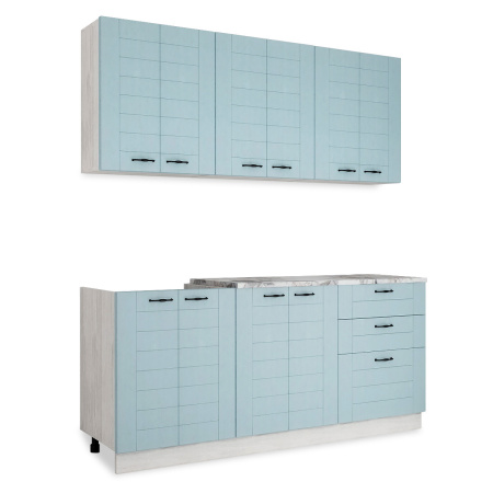 Кухня СОНЕТ  1,8  м  Сосна ЛОФТ / Дуб БИРЮЗА  (столешница Альберика+Планка) 