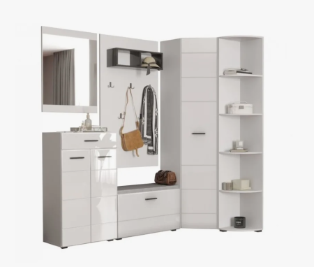 GLOSS Прихожая шкаф угловой Белый/Белый глянец