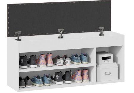 Тумба для обуви Тип 12 белый ясень / велюр серый