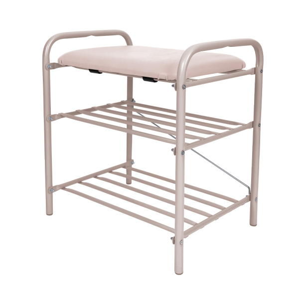 Банкетка 1 для обуви (арт. Б1-1/БЖ) Бежевый металлик/Винислкожа Слоновая кость