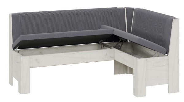 Ганновер Скамья угловая(Дуб Крафт белый, Микровелюр Linea Grande 83/Connect 83 Cерый